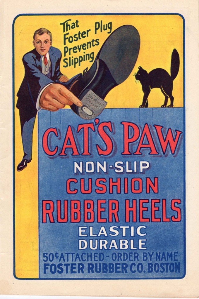 An ad for Cat's Paw rubber heels from a 1916 theatre program.