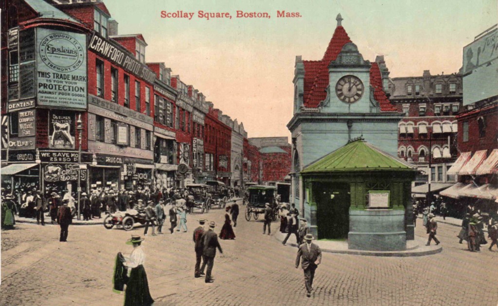 Boston's notorious Scollay Square, c 1910.  Scollay Square was demolished in 1962, as part of Boston's  "Urban Renewal" Program.