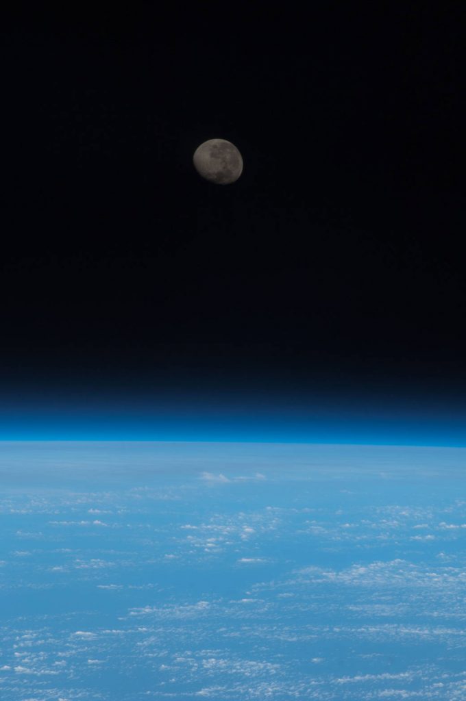 ISS036-E-012464 (26 June 2013) --- One of the Expedition 36 crew members aboard the Earth-orbiting International Space Station captured this image of a waning gibbous moon from a point 225 miles above a position on Earth located near the Equator and the Atlantic coast of northern Africa.